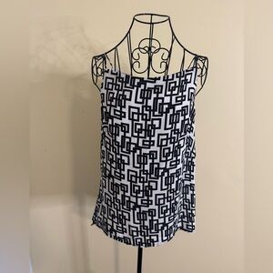 Milly of New York White & Black Geometric Print Tank Top Size 6